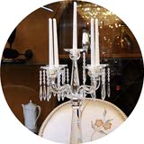 欧式复古五头水晶玻璃蜡烛台样板房软装饰品婚庆婚礼餐桌烛台摆件