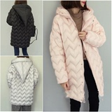 2015冬季新款韩版尖尖魔法帽中长款长袖显瘦棉衣棉服外套大衣女装