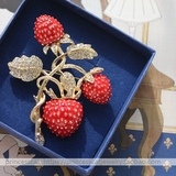 princesscat 1980年名家珍藏复刻 Vintage古董首饰珐琅草莓胸针