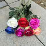 仿真假花客厅干花情人节花束特价单支绒布玫瑰装饰花塑料花艺摆件