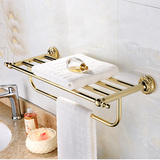 欧式金色毛巾架玫瑰金单杆双杆仿古环全铜挂件套装浴室厨房双层架