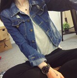 2016秋装新品韩版大码修身牛仔褂外套女学生宽松长袖短款上衣夹克
