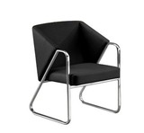 会客椅会议椅 皮质简约时尚艺术明星同款接待椅黑白现代新款