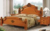 美式欧式全实木床 韩式田园床 1.8米双人大床 婚床 橡木床 深色