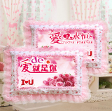 包邮十字绣抱枕新款5d印花卡通结婚情侣单人枕蕾丝粉色枕头套一对