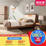 新款林氏木业1.8M现代双人床简约床头柜床垫组合卧室成套家具CP1A