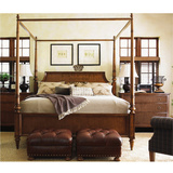现货法式乡村橡木实木双人床1.8米 美式简约时尚蚊帐复古实木床