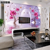 现代温馨玫瑰3d立体电视沙发背景墙纸 客厅壁纸卧室婚房大型壁画