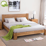 纯全实木床白橡木双人床1.8米单人床1.5现代简约卧室家具原木婚床