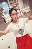 2016女夏装新款韩国订单圆领短袖兔子图案T恤上衣61921