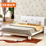 搬山牛 现代简约床实木床烤漆双人床白色板式床储物婚床经济型