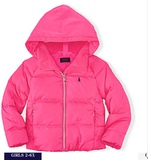 现货美国美国拉夫 Ralph Lauren POLO 女童亮粉色羽绒服夹克外套