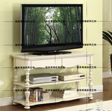 出口美式乡村实木橡木电视柜法式象牙白色茶几现代中式桦木电视桌