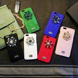 意大利大牌DG杜嘉班纳苹果6s彩虹系列蕾丝贴钻iphone6 plus手机壳