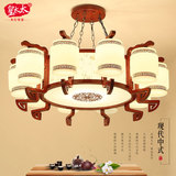 现代新中式吊灯实木客厅灯仿古茶楼中国风复古木艺卧室餐厅吊灯