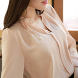彩黛妃2015秋冬装新款女式衬衫韩版优雅宽松长袖显瘦雪纺衫C8803
