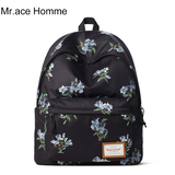 Mr.ace Homme印花双肩包女韩版学院风书包中学生女休闲背包电脑包