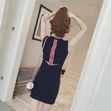 H33#夏装韩版时尚无袖弹性针织面料小性感露背修身连衣裙