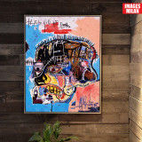 Jean-Michel Basquiat抽象装饰画涂鸦墙画艺术壁画挂画沙发背景画