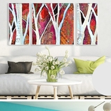 客厅装饰画沙发背景墙三联画组合画植物白桦树大尺寸卧室床头挂画