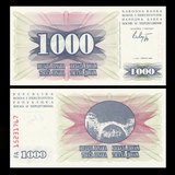 【欧洲】全新UNC 波黑1000第纳尔 外国纸币 1992年 P-15