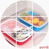 厨房带透明盖碗碟餐具沥水收纳盒塑料置物架蔬菜水果收纳柜碗柜架
