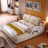 小户型真皮床榻榻米床储物多功能简约现代皮艺床1.8米婚床双人床