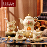 花茶咖啡杯 加热欧式茶具套装 英式下午茶茶具带小托盘陶瓷咖啡具