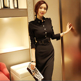 韩版春装新款长袖OL修身显瘦连衣裙名媛气质女装性感包臀职业套装