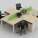 【创冠】办公家具职员办公桌4人位组合屏风工作位L型员工桌电脑台