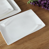 创意纯白色西餐盘陶瓷意面盘子菜盘长方餐具蒸鱼盘酒店个性烘焙盘