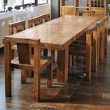 溪木工坊 老榆木全实木会议桌 长方形大桌子 中式长餐桌 可定制