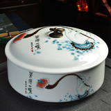 大号普洱茶叶罐  青花瓷茶缸茶洗陶瓷密封罐 普洱茶饼醒茶包装盒