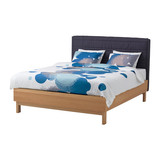 上海宜家专业代购  奥普兰 床架, 双人床 橡木贴面,+床板