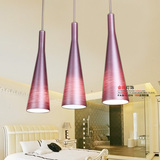 现代玻璃餐吊灯具 时尚餐厅灯 三头长形饭厅餐桌灯 吊线灯 紫色