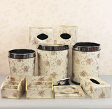 富贵银色香槟花垃圾桶欧式 家用 脚踏创意纸巾盒烟灰缸收纳架套装