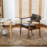 欧式复古餐椅实木椅高级茶室餐厅椅真皮电脑椅座椅休闲餐椅沙发椅