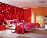 大型新婚房红色玫瑰花瓣背景墙纸壁画 卧室无缝影视墙艺术壁纸