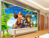环保现代卡通儿童房墙纸 早教中心无缝大型壁画 幼儿园壁纸熊出没