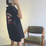 韩版学院风大码女装原宿字母宽松中长款裙子t恤女短袖学生上衣夏