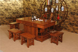 功夫茶桌椅组合 明清南榆木茶几雕花泡茶茶艺桌 中式实木仿古茶桌
