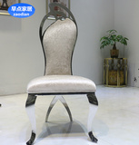 现代简约欧式餐椅不锈钢批发实木布艺创意椅子宜家金属餐桌椅家具