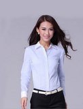 新款HK-G2000女长袖衬衫修身条纹衬衫通勤休闲商务衬衣
