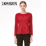 Kaiser/凯撒2016年春装新款蕾丝打底衫女士直筒长袖衬衫圆领上衣