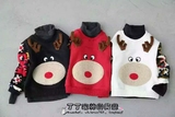 韩国正品童装代购秋冬新款男童女童圣诞麋鹿加绒加厚卫衣绒衫T恤