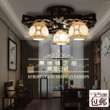 景德镇陶瓷灯罩创意吸顶灯 新中式吊灯 客厅厨房卧室灯圆三头实木