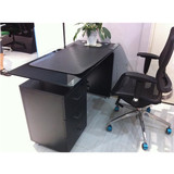 简易台式电脑桌 1.4米书桌电脑台 钢化玻璃办公桌 办公室桌子现货