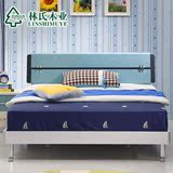 林氏木业现代简约儿童床+单人床1.5米板式床组合床头柜床垫611#