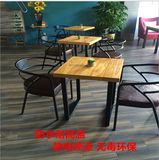 铁艺实木复古咖啡厅餐桌椅组合简约奶茶甜品店休闲西餐厅小方桌椅