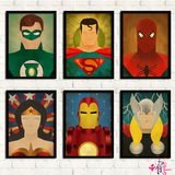 超人蜘蛛钢铁侠美式动漫卡通海报装饰画家儿童酒吧卧室挂画墙壁画